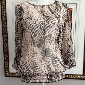 Chico's Brown and Black Patterned sheer top